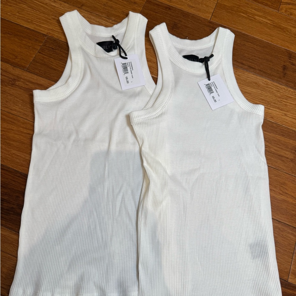 WSLY Women's White Tank Tops- NWT (two of them together!)